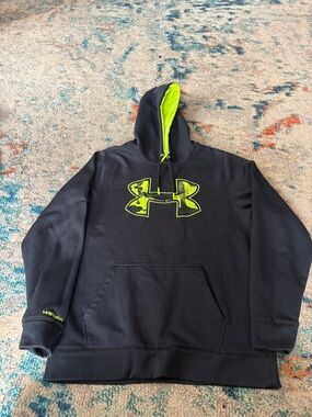 Under Armour Black Hoodie with Neon Lime Logo and Lined Hood